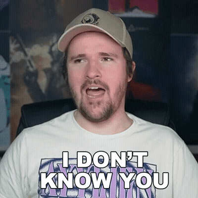 A Man Wearing A Hat And A Shirt That Says " I Don 'T Know You " GIF