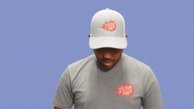 A Man Wearing A Hat And A Sticker Giant Shirt Says " Oh Lawd " GIF