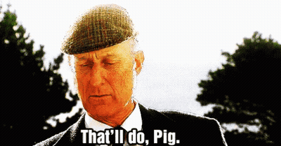 A Man Wearing A Hat And A Suit Says That 'Ll Do Pig GIF
