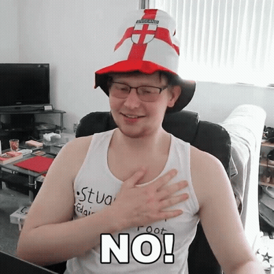 A Man Wearing A Hat And A Tank Top With The Word No On His Chest GIF