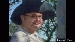 A Man Wearing A Hat And Glasses Is Standing In A Field . GIF