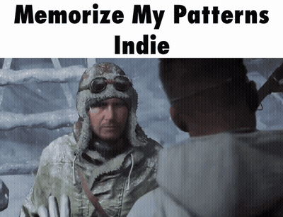 A Man Wearing A Hat And Goggles Talks To Another Man In The Snow With The Words Memorize My Patterns Indie On The Bottom GIF