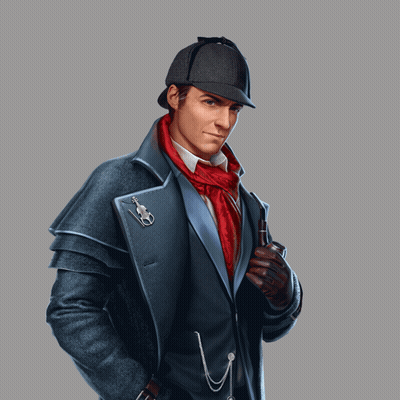 A Man Wearing A Hat And Scarf Holding A Pipe GIF