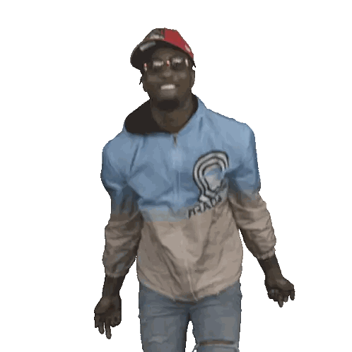 A Man Wearing A Hat And Sunglasses Is Wearing A Jacket That Says Frakk Sticker