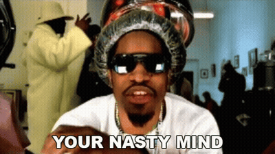 A Man Wearing A Hat And Sunglasses Says Your Nasty Mind GIF