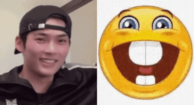 A Man Wearing A Hat Is Next To A Smiley Face GIF
