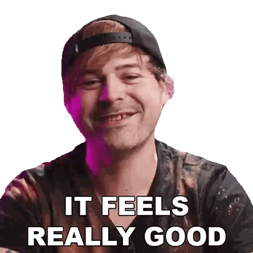 A Man Wearing A Hat Is Smiling And The Words It Feels Really Good Are Next To Him Sticker