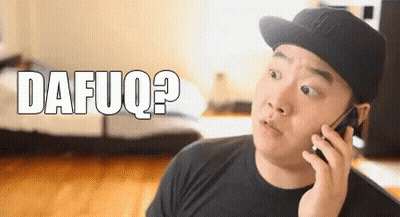 A Man Wearing A Hat Is Talking On A Cell Phone And The Word Dafuq Is Visible In The Background . GIF