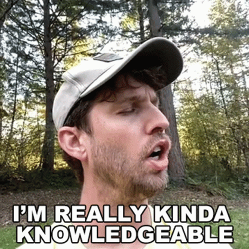 A Man Wearing A Hat Says I 'M Really Kinda Knowledgeable . GIF