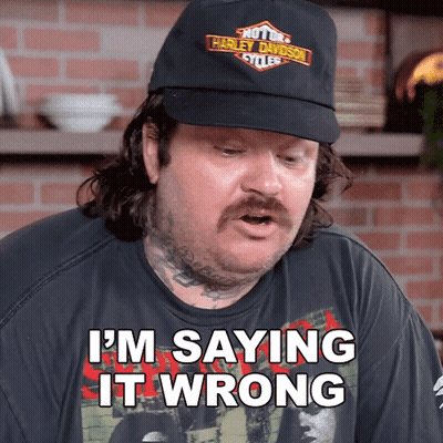 A Man Wearing A Hat That Says Harley Davidson Cycles Is Saying I 'M Saying It Wrong GIF