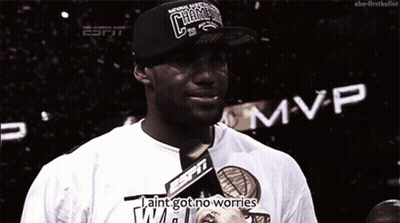 A Man Wearing A Hat That Says National Basketball Champions GIF