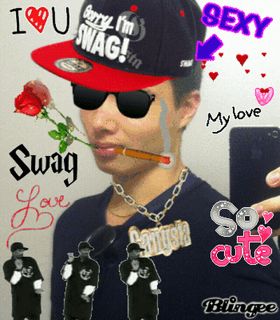 A Man Wearing A Hat That Says Sorry I 'M Swag Is Smoking A Cigarette GIF
