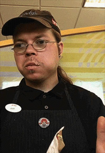 A Man Wearing A Hat That Says Wendys On It GIF