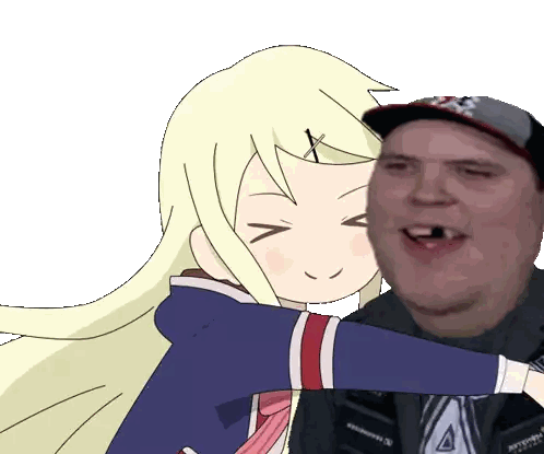 A Man Wearing A Hat With The Letter A On It Is Hugging A Girl Sticker
