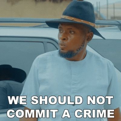 A Man Wearing A Hat With The Words We Should Not Commit A Crime Above Him GIF