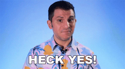 A Man Wearing A Hawaiian Shirt Says Heck Yes GIF
