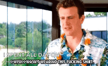 A Man Wearing A Hawaiian Shirt Says I Spent All Day On GIF