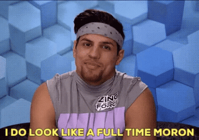 A Man Wearing A Headband And A Shirt That Says Zing Force Says I Do Look Like A Full Time Moron GIF