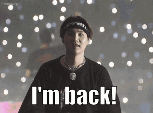 A Man Wearing A Headband With The Word Supreme On It Says " I 'M Back " GIF