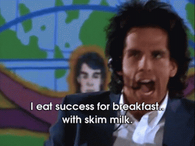 A Man Wearing A Headset Says That He Eat Success For Breakfast With Skim Milk GIF