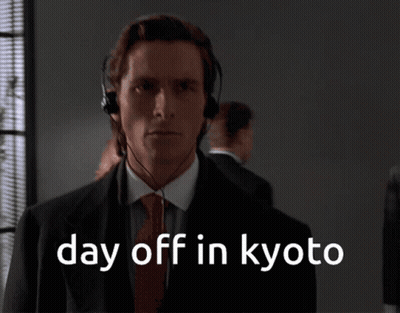 A Man Wearing A Headset With The Words Day Off In Kyoto Written Below Him GIF