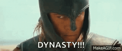 A Man Wearing A Helmet And Armor Says Dynasty !!! GIF