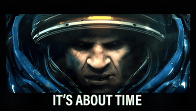 A Man Wearing A Helmet With The Words " It 'S About Time " Below It GIF