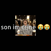 A Man Wearing A Hoodie That Says Son Im Crine On It GIF