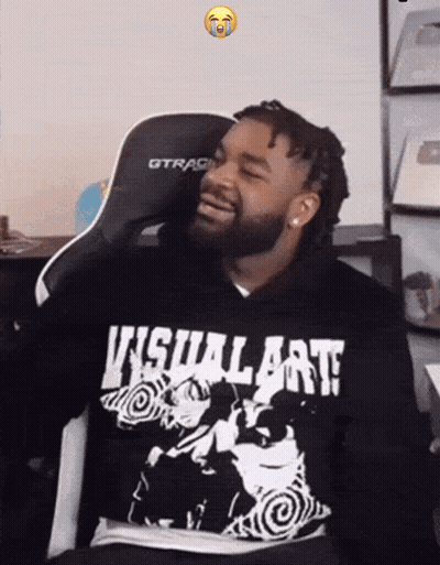 A Man Wearing A Hoodie That Says Visual Art Is Smiling GIF