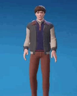 A Man Wearing A Jacket And Brown Pants Is Standing With His Arms Outstretched . GIF