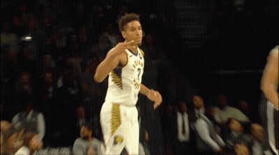 A Man Wearing A Jersey That Says Indiana On It GIF