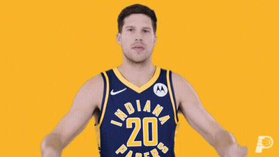 A Man Wearing A Jersey That Says Indiana Pacers 20 GIF