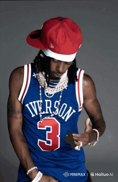 A Man Wearing A Jersey That Says Iverson 3 On It GIF