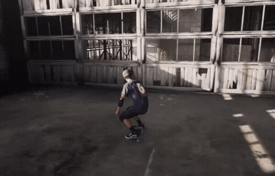 A Man Wearing A Jersey With The Number 16 On It Is Riding A Skateboard GIF