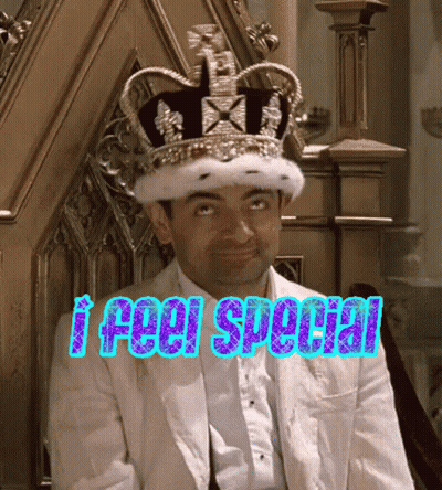 A Man Wearing A King 'S Crown Is Sitting On A Throne With The Words I Feel Special Behind Him GIF