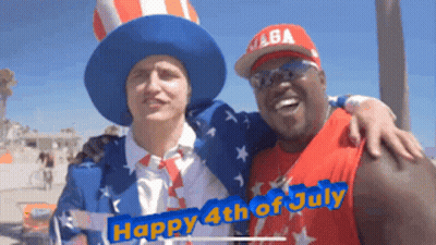 A Man Wearing A Maga Hat Stands Next To Another Man GIF