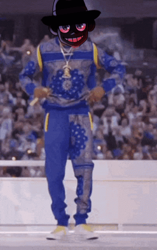 A Man Wearing A Mask And A Cowboy Hat GIF