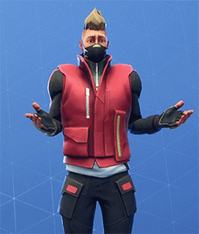 A Man Wearing A Mask And A Red Vest Is Standing With His Hands Outstretched GIF