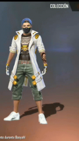 A Man Wearing A Mask And A White Coat Is Standing In Front Of A Collection Sign GIF