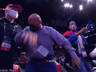 A Man Wearing A Mask Is Dancing In A Stadium With A Youtube Logo On The Bottom Right GIF