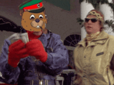 A Man Wearing A Mask Of A Beaver Is Holding A Bunch Of Money GIF