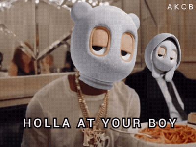 A Man Wearing A Mask Says Holla At Your Boy While Eating Spaghetti GIF