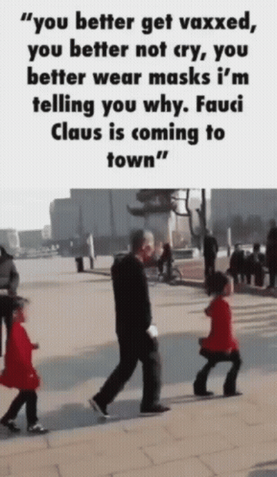 A Man Wearing A Mask Walks Down A Sidewalk Next To Two Children GIF