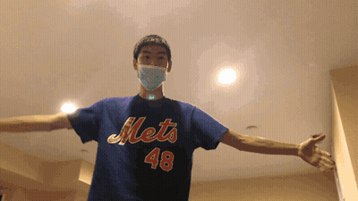 A Man Wearing A Mets Shirt With The Number 48 On It GIF