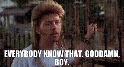 A Man Wearing A Mullet Is Standing In Front Of A Fence And Says Everybody Know That . GIF