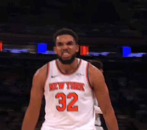 A Man Wearing A New York Jersey With The Number 32 GIF