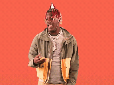 A Man Wearing A Party Hat Stands In Front Of A Red Background That Says Birthday GIF