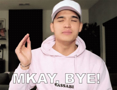 A Man Wearing A Pink Hoodie With The Words Mkay Bye On It GIF
