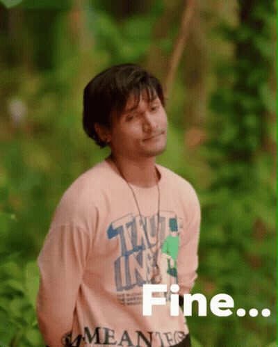 A Man Wearing A Pink Shirt That Says " Fine " GIF