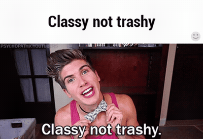 A Man Wearing A Pink Tank Top And A Bow Tie Says Classy Not Trashy Classy Not Trashy GIF